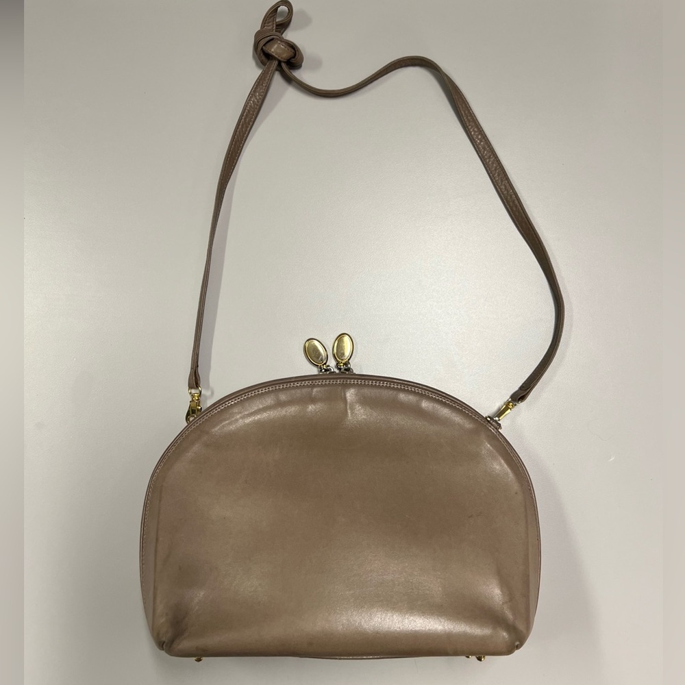 Artbag Vintage Dome Leather Taupe Crossbody Bag Made in Italy - Picture 3 of 16
